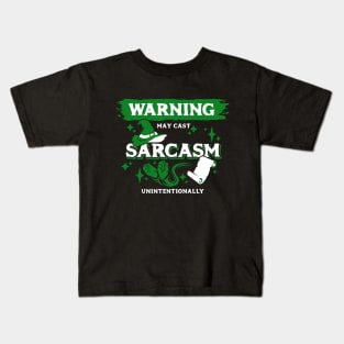 May Cast Sarcasm Unintentionally Light Green Warning Label Kids T-Shirt